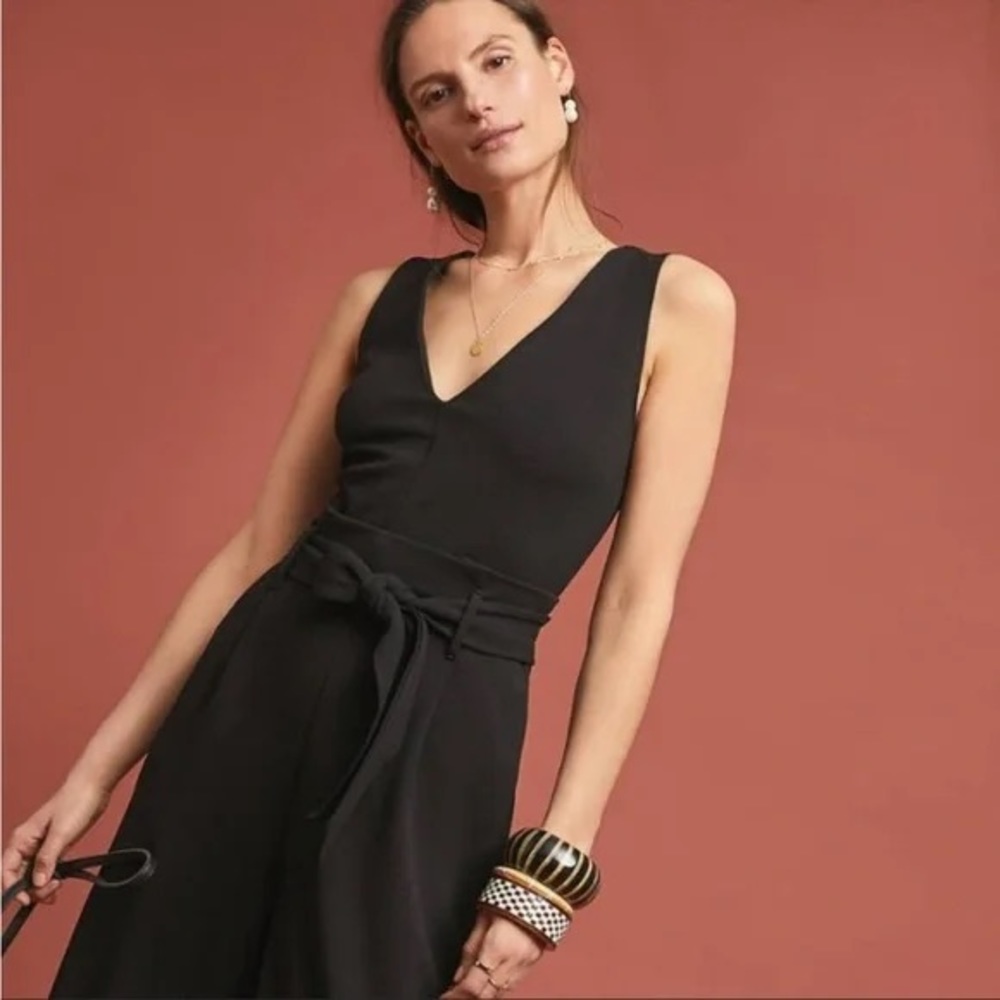 Anthropologie Black Cathy Structured Jumpsuit ~ size XS - Picture 2 of 10